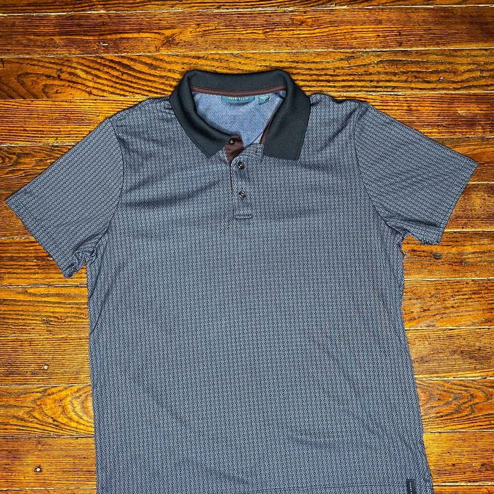 Perry Ellis Navy and Black Polo Shirt
